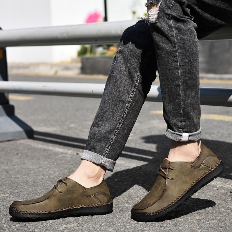 Fashion Men's Handmade Leather Shoes Platform New Lightweight Casual Designer Loafers Mocasin Flat Bottom High-quality Driving Shoes