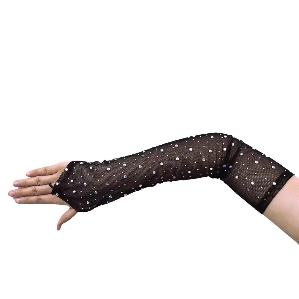 1 Pair Breathable Fingerless Gloves Hook Middle Finger Sunscreen Arm Sleeves Mesh Gloves Women