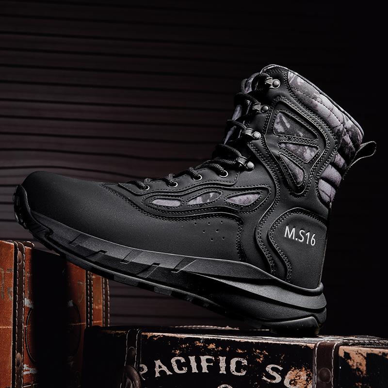 Fashion Wear-Resistant Men Motorcycle Boots Non-Slip Male Mid-Calf Boots Leisure Walk High Top Shoes Outdoor Versatile Botas Ankle Boots