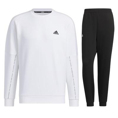 Adidas Свитшот со словом Adidas на спине, Большой, Свободный, JS Размер, Большие размеры, Одежда для тренировок, Мужской комплект, С флисовой подкладкой, Принт, Логотип, Унисекс, Шея, Брюки,