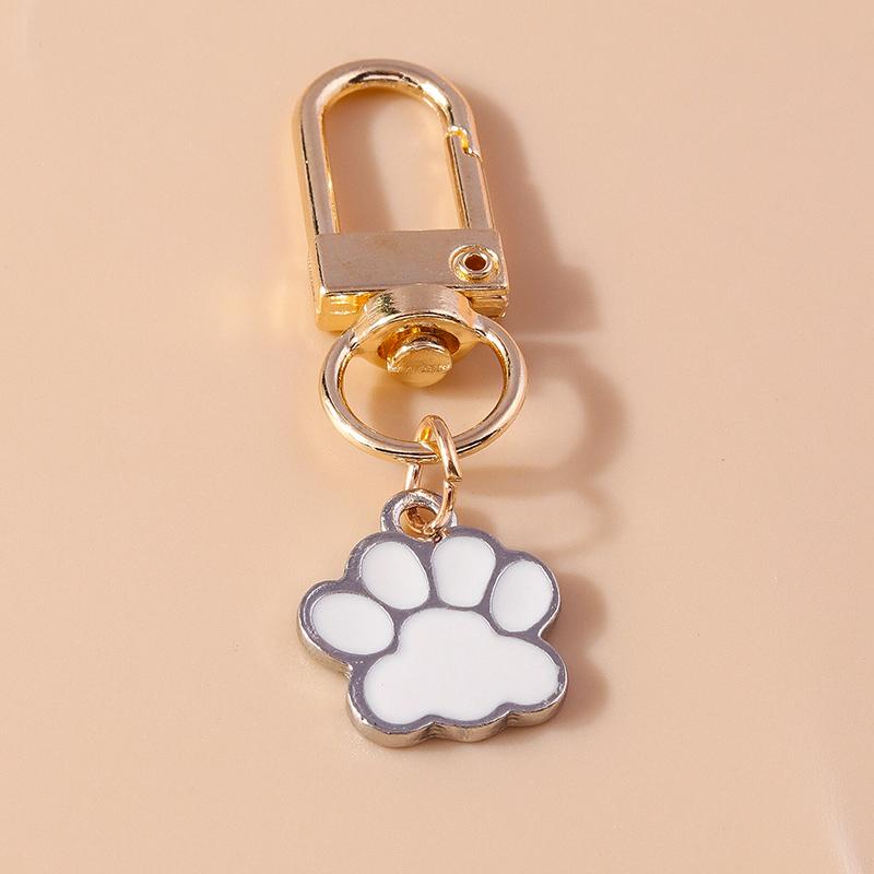 Cute Enamel Puppy Dog Cat Paw Keychain Footprint Keyring Pendants for Car Key Holder Handbag Decor DIY Pet  Jewelry  Gifts