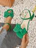 Fashion Large Size Solid Color Open-toe Sandals Women Summer New One-line Buckle Fashion Temperament Bow Knot Comfortable Women Shoes