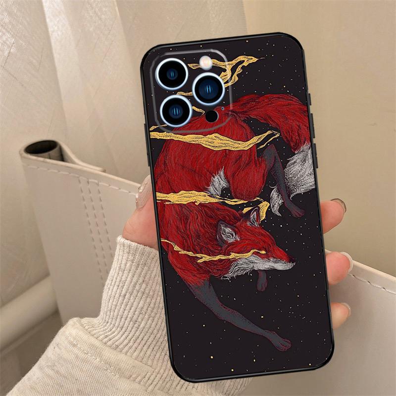 Мультяшный чехол-лиса для iPhone 17 16 15 14 13 12 11 Pro Max mini 15 16 Plus 16e 17 Air Cover Coque