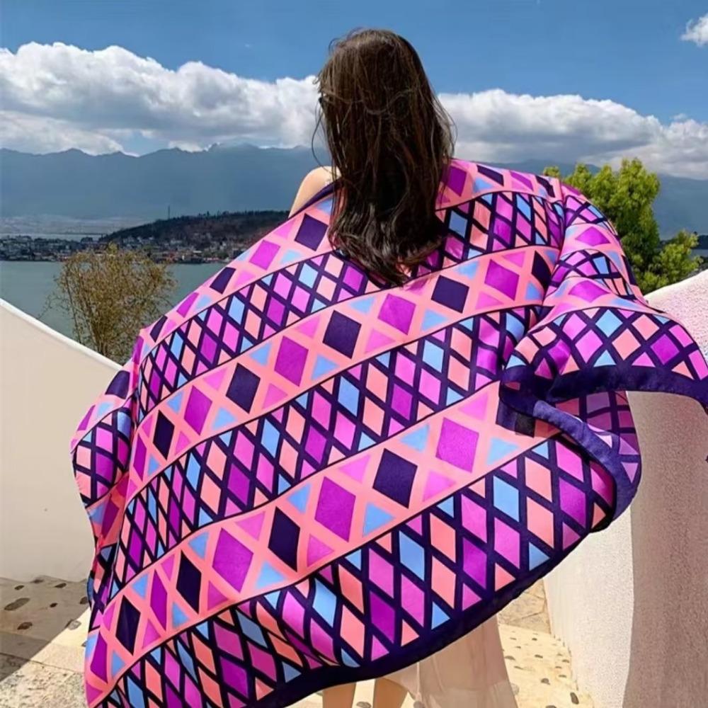Соленое озеро Чака Туризм на Северо-Западе Этнический стиль Шарф Шелковый шарф Женский Летний Приморский Пляжный Платок Солнцезащитный Тонкий