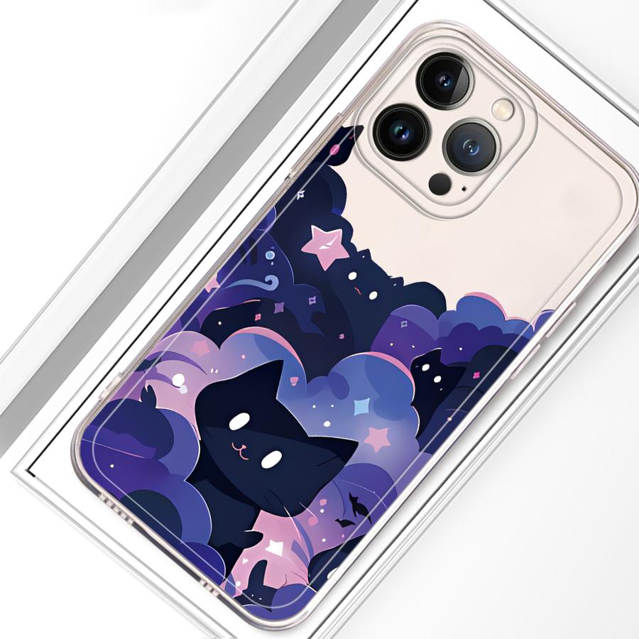 Мультяшный кот Мягкий чехол для телефона для iPhone 17 Pro Max XS Max XR 14 Plus 11 16 15 Air 12 Mini 7 8 13 Pro