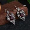 Zhenrong Retro Ruby & Zircon Square Earrings - European & American Style S925 Thai Silver Plated