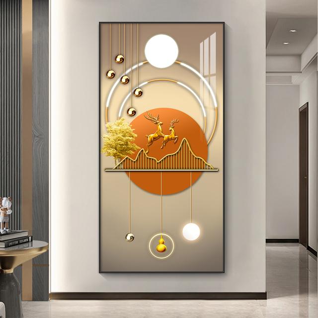 Абстрактная роскошная золотая картина на холсте, богатое дерево, свет, настенное искусство, постеры с оленями и принты для гостиной, крыльца, декора коридора