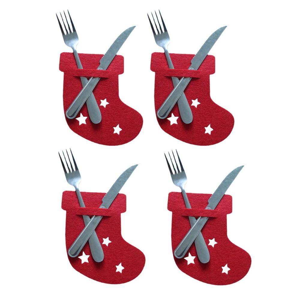 Карманная сумка для столовых приборов для рождественской елки, украшения для стола, органайзер для посуды, рождественский нож, держатель для вилки