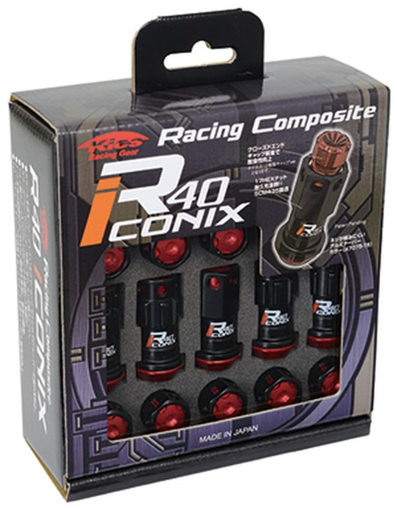 KYO-EI (Kyoei Industry) Racing Composite R40 iCONIX Wheel Lock Nuts, M12 x P1.25, with Aluminum Caps, Black/Blue, RIA-13KU