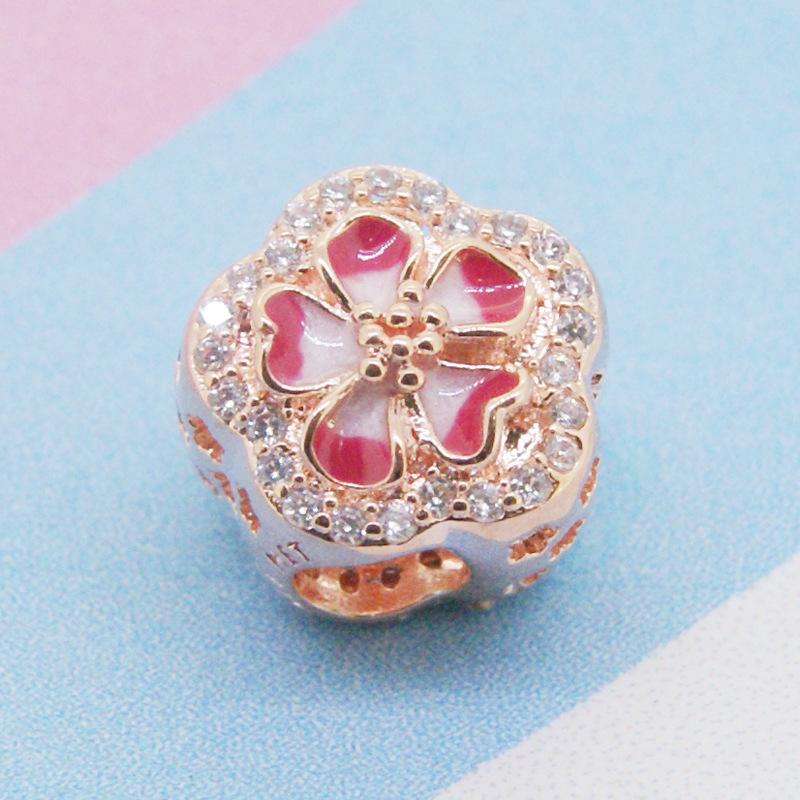 Медь18K Позолота Розовый Зажим Маргаритка Бабочка Стрекоза Diy Шармы Подходит для Оригинального Браслета Брелок Женские Украшения