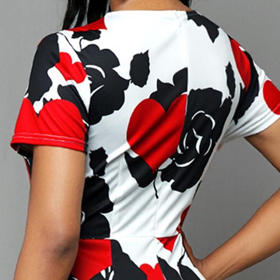 Леди Нижние юбки Плюс Размер Формальное облегающее платье с принтом и оборками Женское платье с коротким рукавом и круглым вырезом для свадьбы