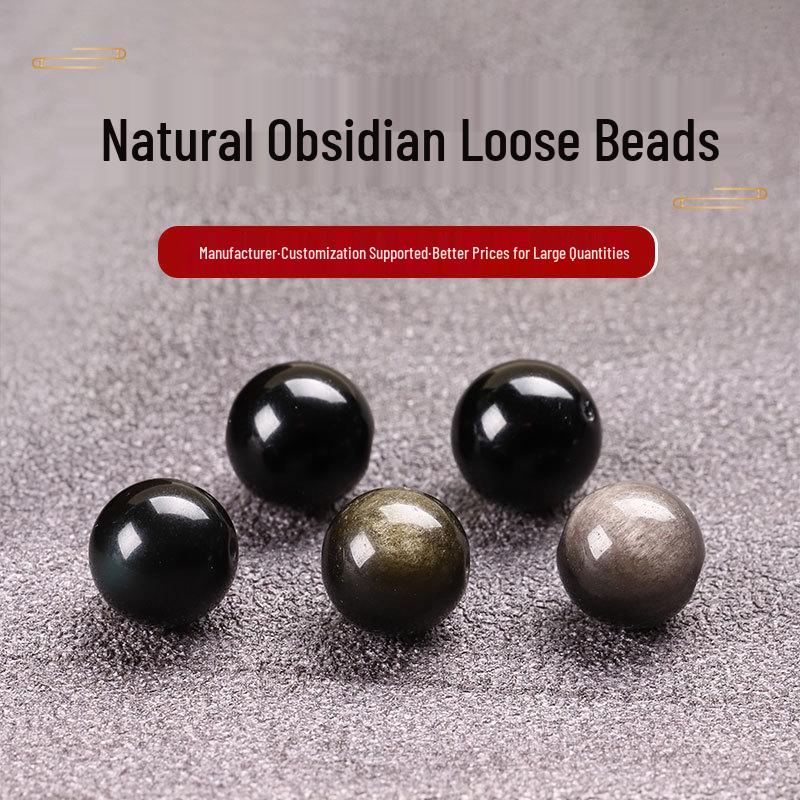 Natural Obsidian Loose Beads for DIY Jewelry Making