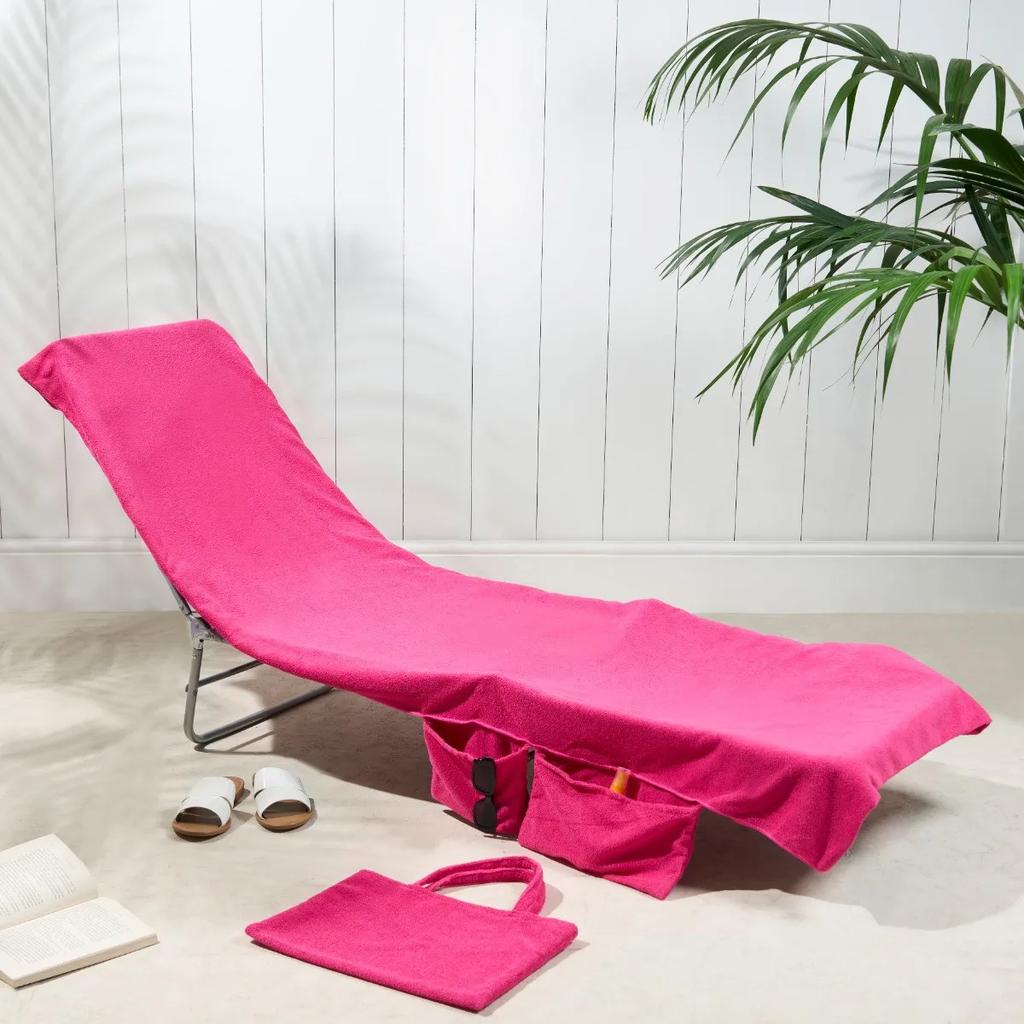 Microfiber Beach Towel Beach Chair Cover Adults Quick-drying Beach Towel Absorbent Chair Cover Outdoor Towel with Pockets