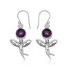 Натуральный аметист драгоценный камень 925 стерлингового серебра Fly Angle Drop Dangle Earrings для женщин и девочек