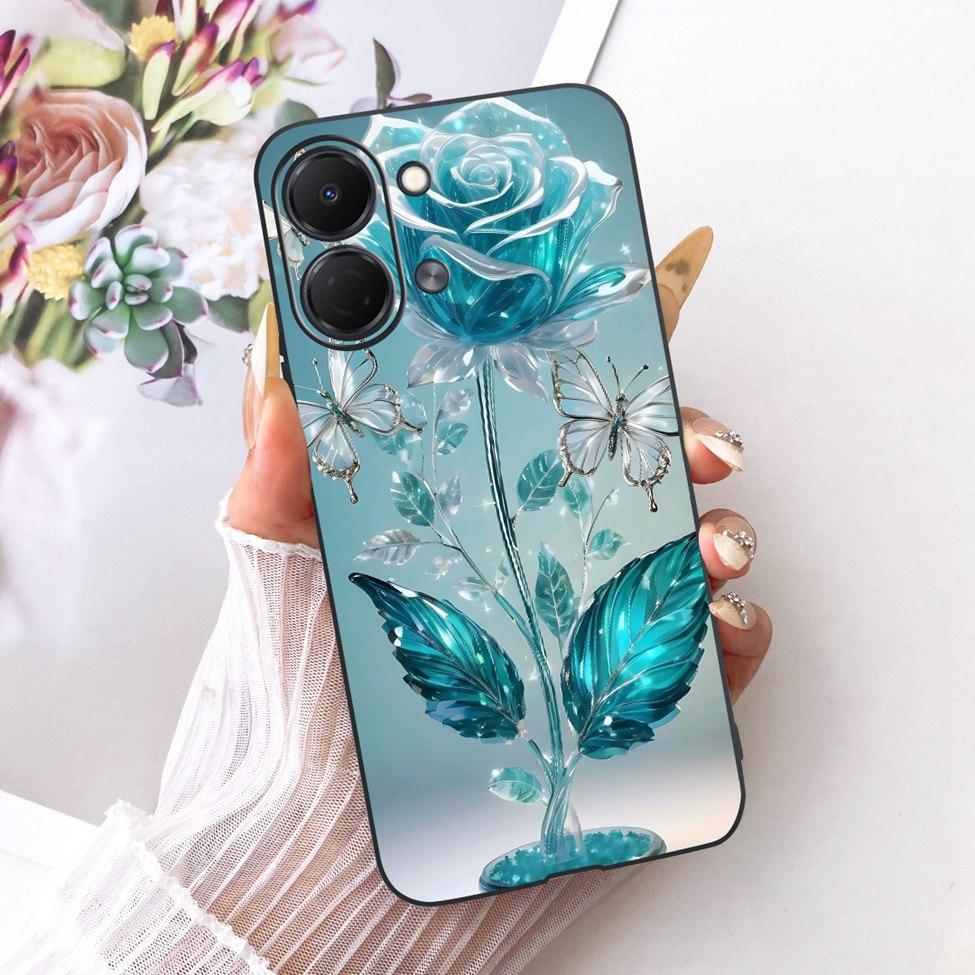 For Tecno Spark Go 3 Case Cover Fashion Butterfly Luxury Cute Painted Black Silicone Bumper For Tecno Spark Go3 KN3 Phone Casing