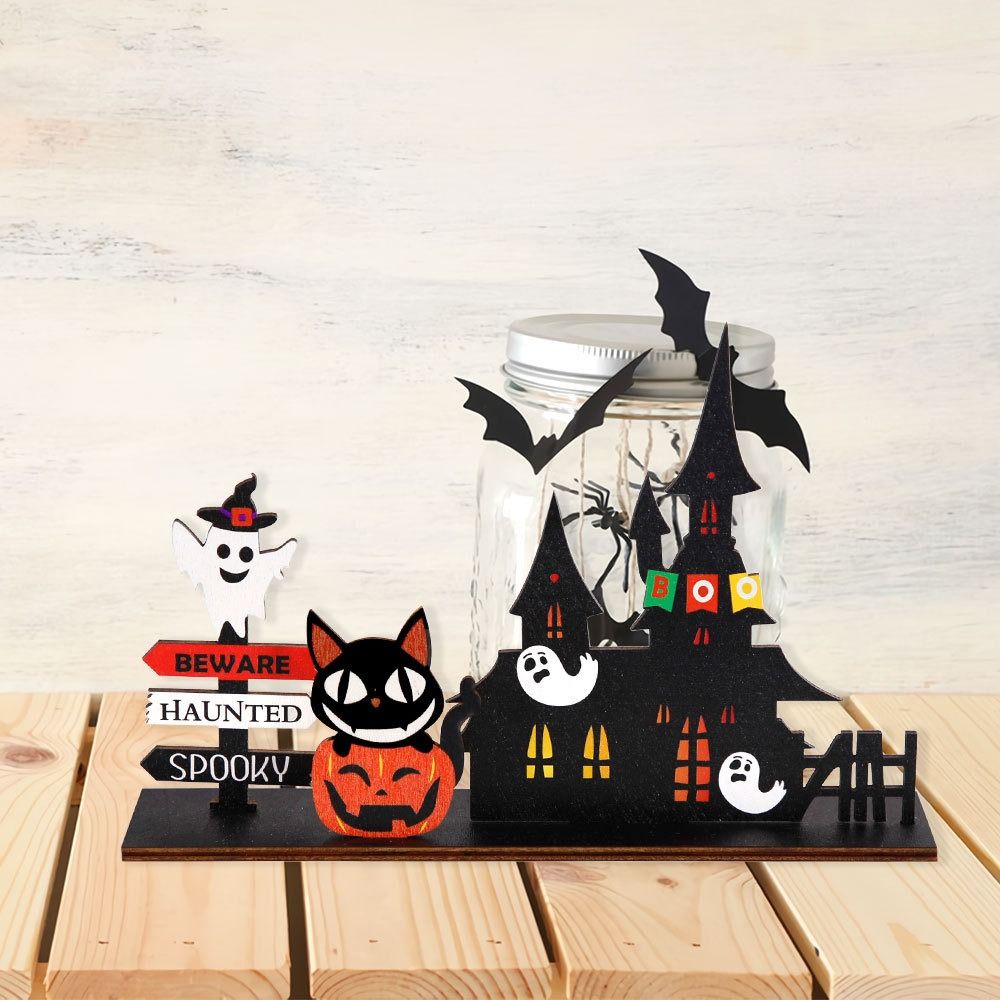 3D Ghost Castle Desktop Ornament Cartoon Halloween Decoration Stand  Scene Layout