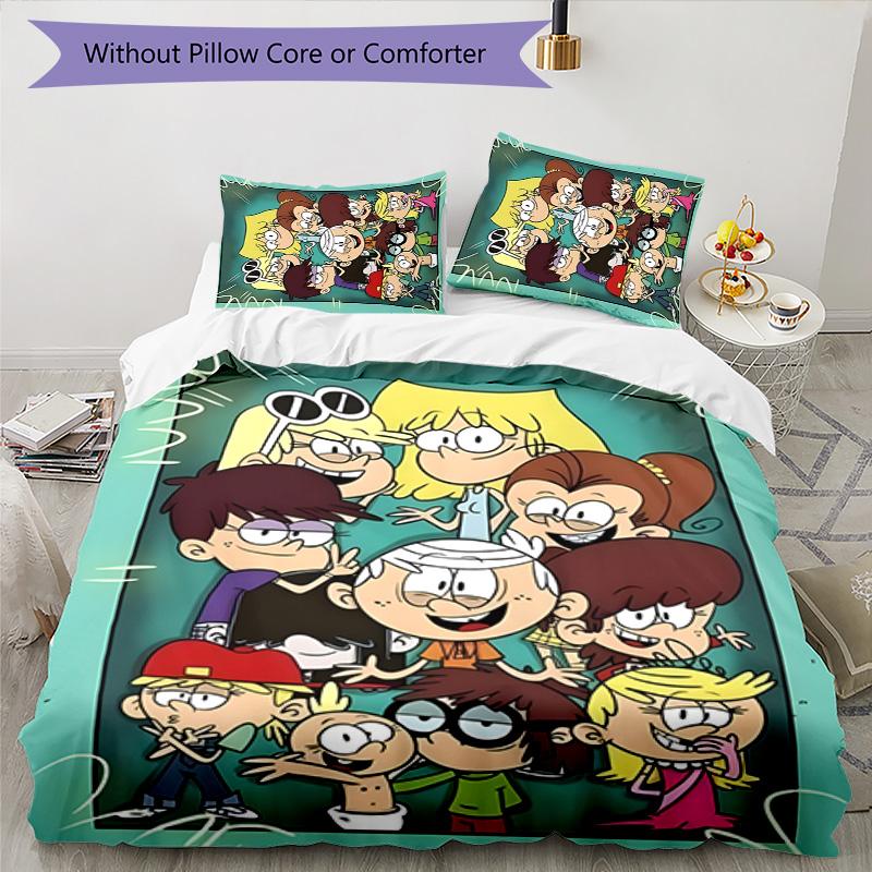 Loud House 3pcs Bedding Set Duvet Cover Closure Includes 1 Duvet Cover & 2 Pillowcases for All Seasons Bedroom Home Dorm Decor
