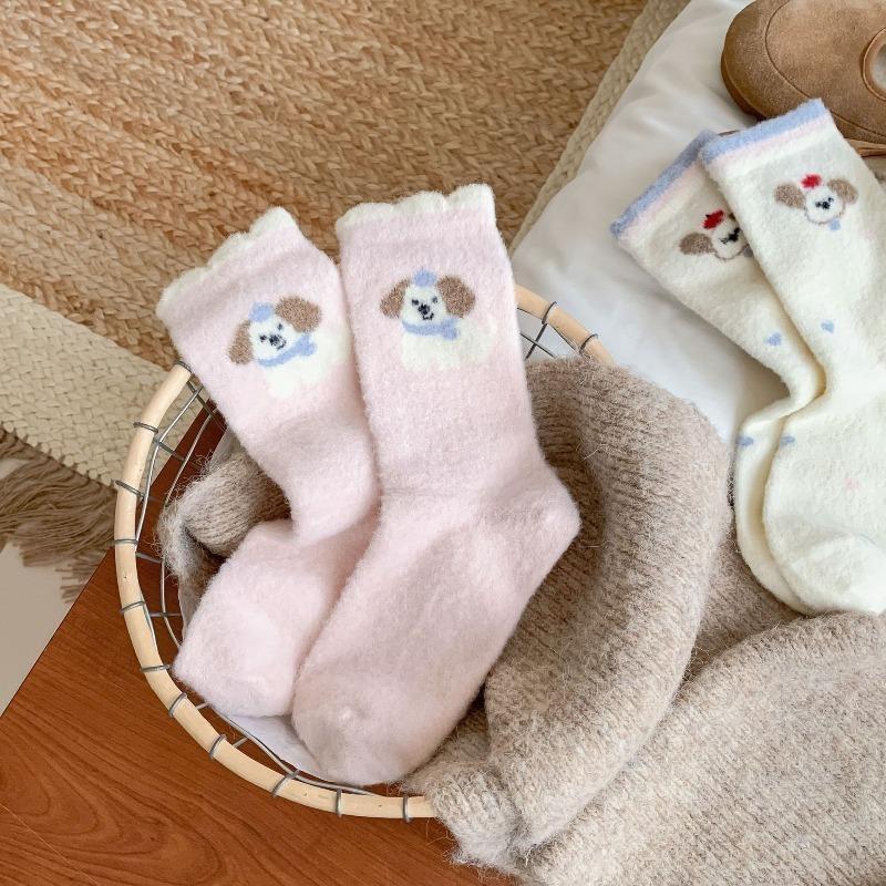 Female Autumn and Winter Thickened Warm Cartoon Cute Tube Cotton Socks