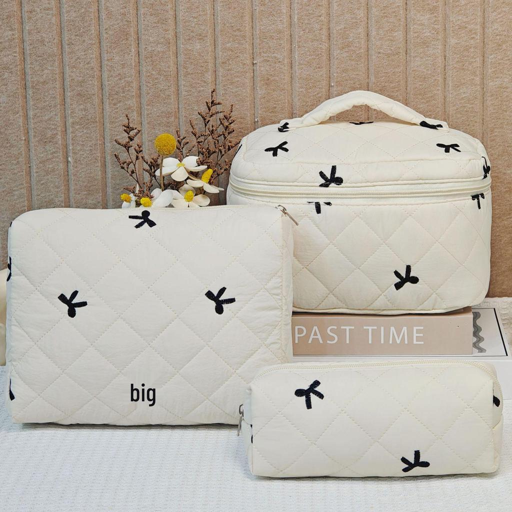 Large Quilted Cotton Handbag: Multipurpose Makeup, Toiletry & Electronics Organizer