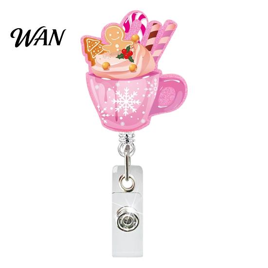 Christmas Badge Holder Retractable Reel, 360 Degree Smooth Rotating Clip, Employee Id Clip Waterproof Acrylic for ID Cards And Keys Medical Reel