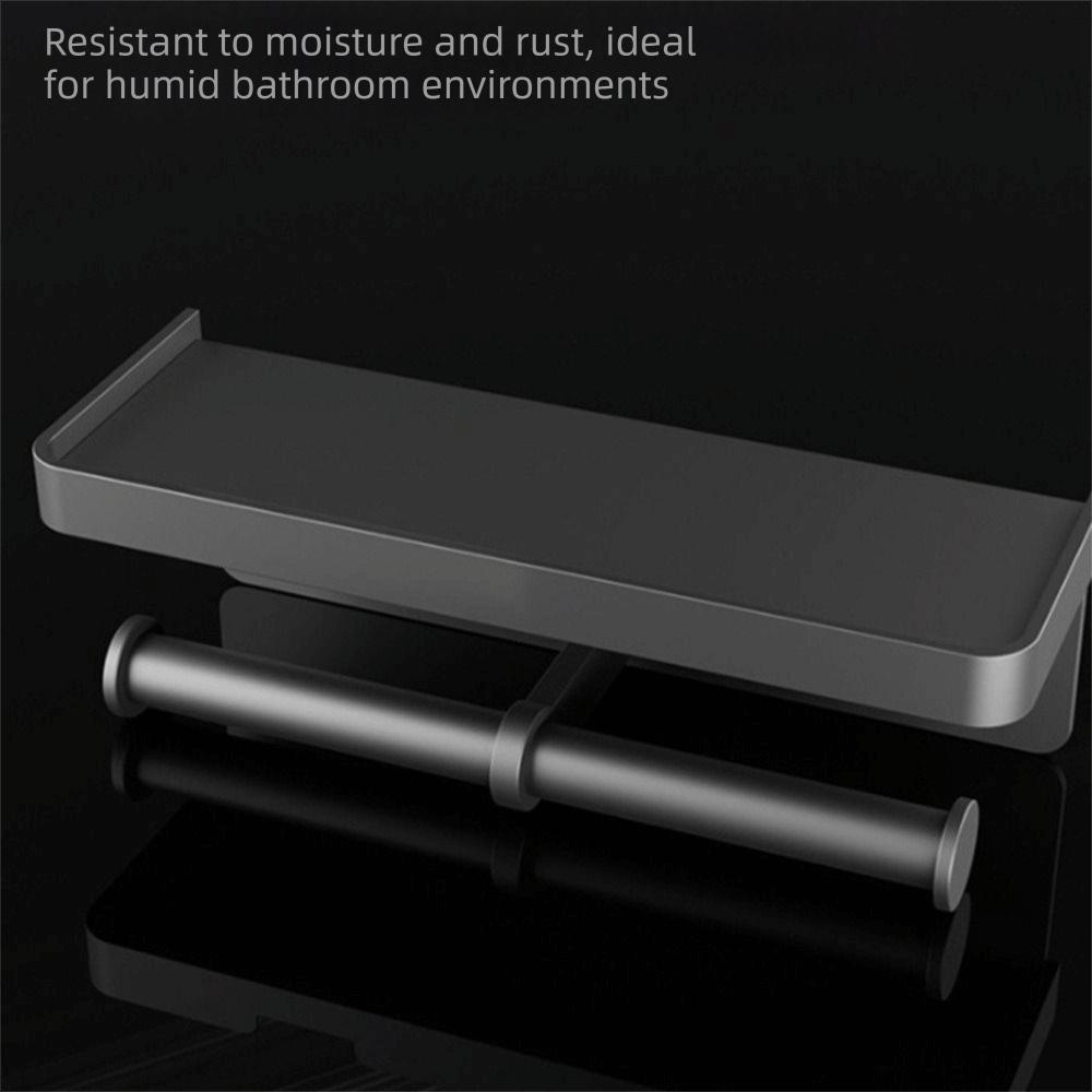 Versatile Toilet Paper Holder Aluminum Alloy Tissue Roll Holder Paper Roll Storage Shelf Household