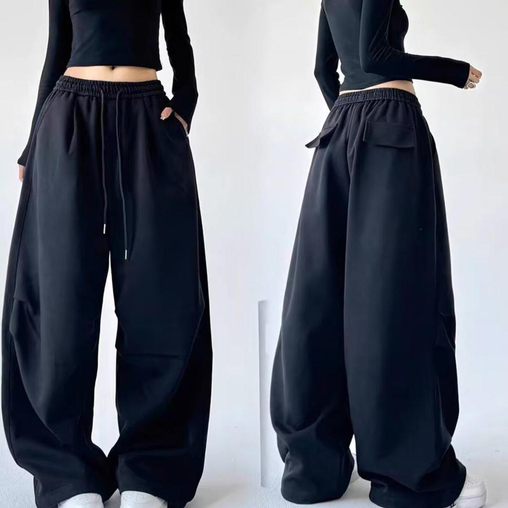 Women's 2025 Gray Wide-Leg Sweatpants - Spring/Autumn Casual, Straight-Leg Style