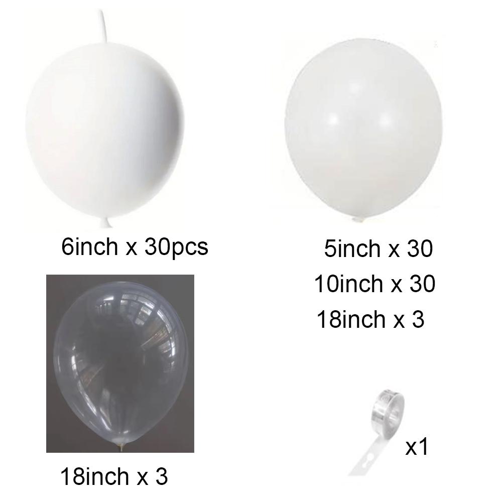 Matte Pure White Round Balloon Set Latex Helium Ballon Chain Girl Birthday Decoration Wedding Party Decor