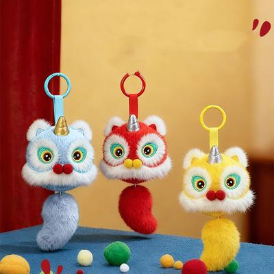 С Новым Годом Танцующий Лев Плюшевая Игрушка Брелок Рюкзак Сумка для Книг Милый Подвеска Кукла Подарок Кукла