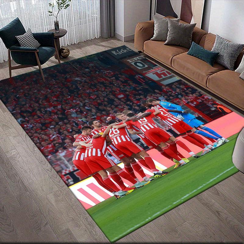 Union Berlin Players Flannel Printed Carpet, Home Sofa Decoration for Living Room & Bedroom, Non‑Slip Play Flannel Floor Mat for Game Room