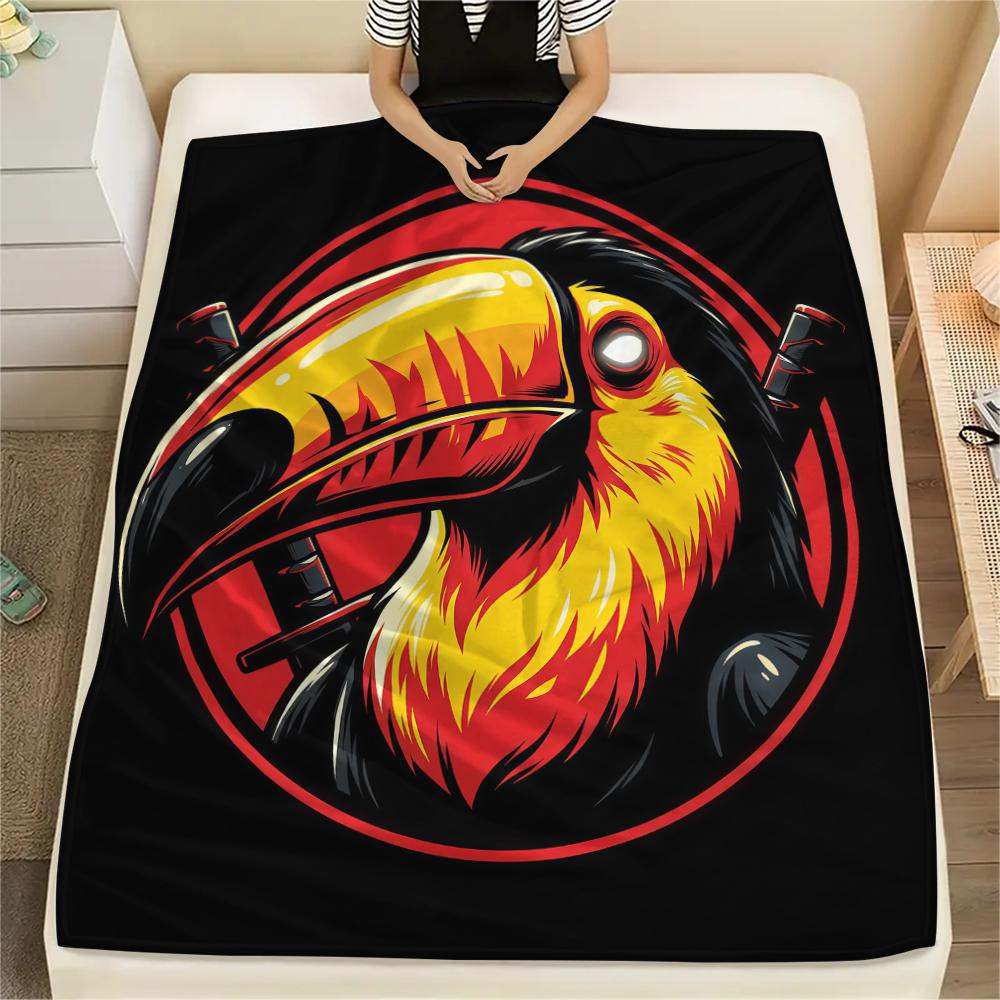 Samurai Muppet Cat Toucan Dog Print Flannel Blanket,High quality Comfortable for All Seasons,Home Decor,Warmth and Comfort,Perfect for Christmas Gifts
