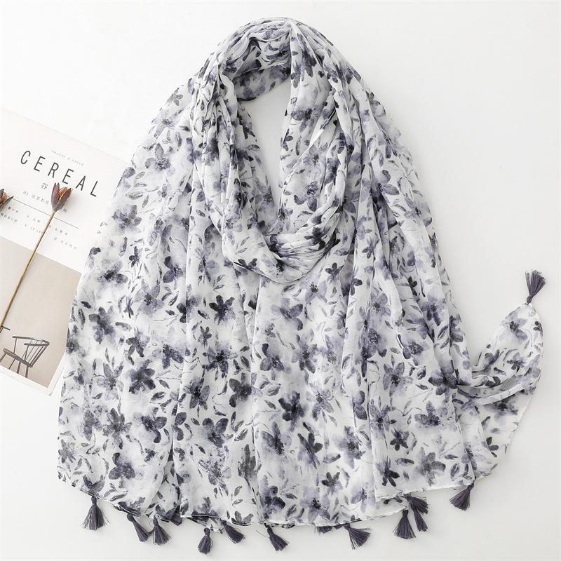 Thin Fashion Aztec Paisley Floral Tassel Viscose Shawl Scarf High Quality Wrap Pashmina Stole Bufandas Muslim Hijab 180*90Cm