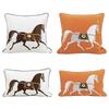 30x50см 45x45см Декоративная подушка Вышитая наволочка Лошадь Оранжевый Цвет Роскошный Белый Цвет Подушка для дивана Без наполнителя