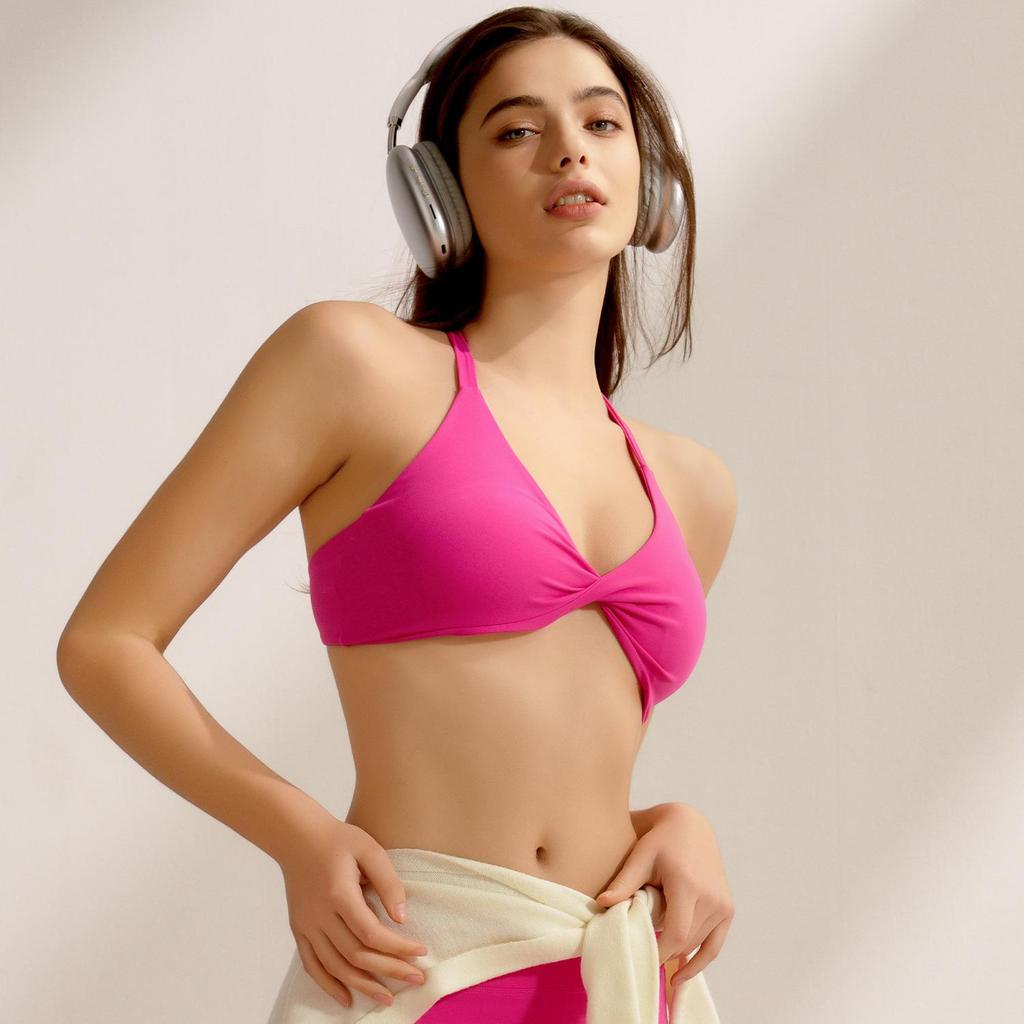 Ударопрочный спортивный бюстгальтер на бретельках с перекрестной спиной, подушечками для груди и боковым покрытием - Тонкий спортивный топ для йоги