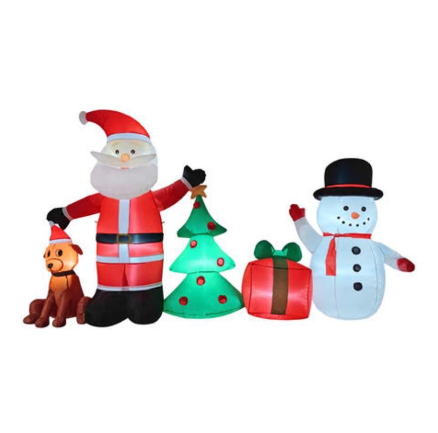 StarryLights Inflatable Christmas Decoration 150 x 250 cm - Santa Claus, Snowman, Christmas Tree, Gift and Dog