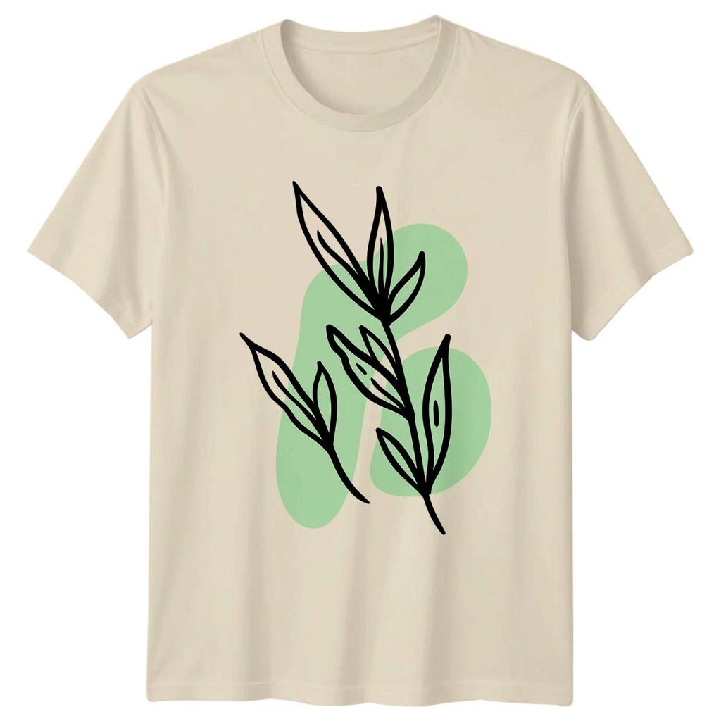 Abstract Botanical Leaf Green Design T-Shirt Minimalist Leaf Birthday Gift