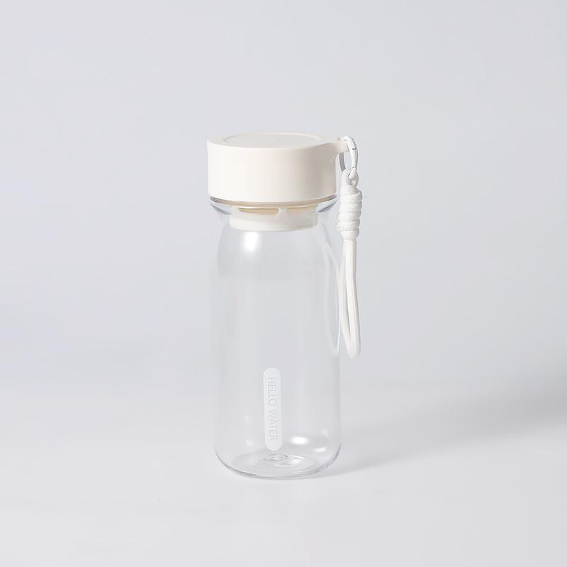 Water bottle simple portable plastic cup, transparent sports water cup with lanyard, student drinking water cup