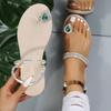 Crystal Gladiator Women Sandals Summer Clip Toe Flat Heels Beach Slippers Woman Slides Plus Size 43 Sandals