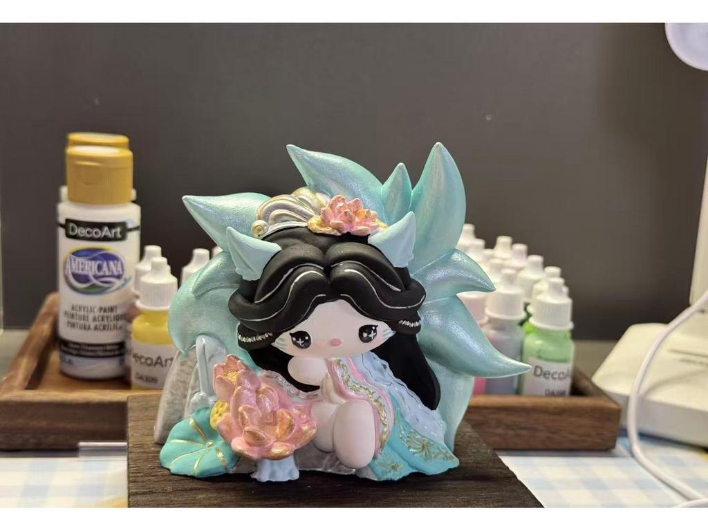 Ручная работа Девятихвостая Лиса Китти Ароматическая Гипсовая Кукла - DIY Раскрашивание Граффити