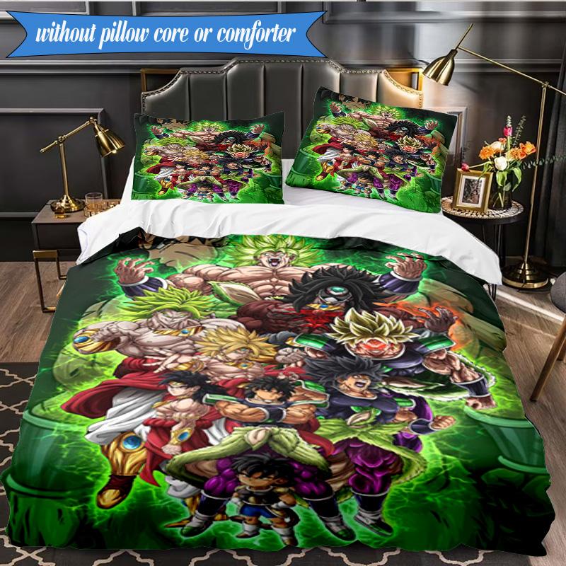 Goku Anime 3pcs K-pop music group Bedding set,Ideal for Bedroom, Dormitory,Including Duvet Cover And 2pcs Pillowcases,Fan gifts
