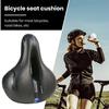 Comfortable Bike Seat with Memory Foam Cushion Shock Absorption Reflective Strip Wide Bicycle Saddle Replacement for Indoor/Outdoor Bikes