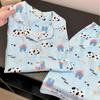 Japanese sweet blue spotted dog pajamas women's summer short-sleeved shorts can be worn outside two-piece student loungewear