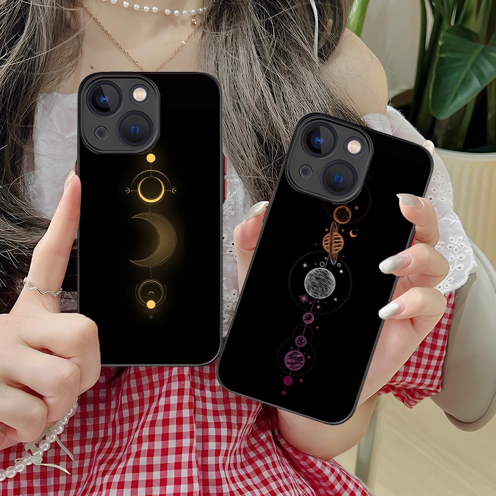Чехол для мобильного телефона 'Солнце Луна' для iPhone 17 16 15 14 13 12 11 X XR XS 8 7 Air Pro Max Plus Mini Цветной Силиконовый Чехол Роскошный