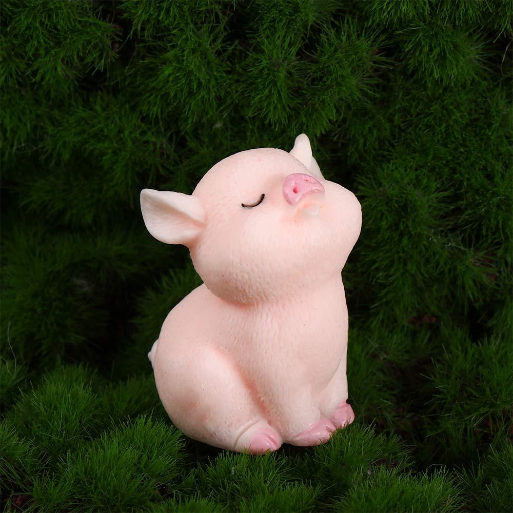Animal Statue Pink Pig Toy Micro Landscape Decoration Resin Craft Pig Miniature Dollhouse Accessory
