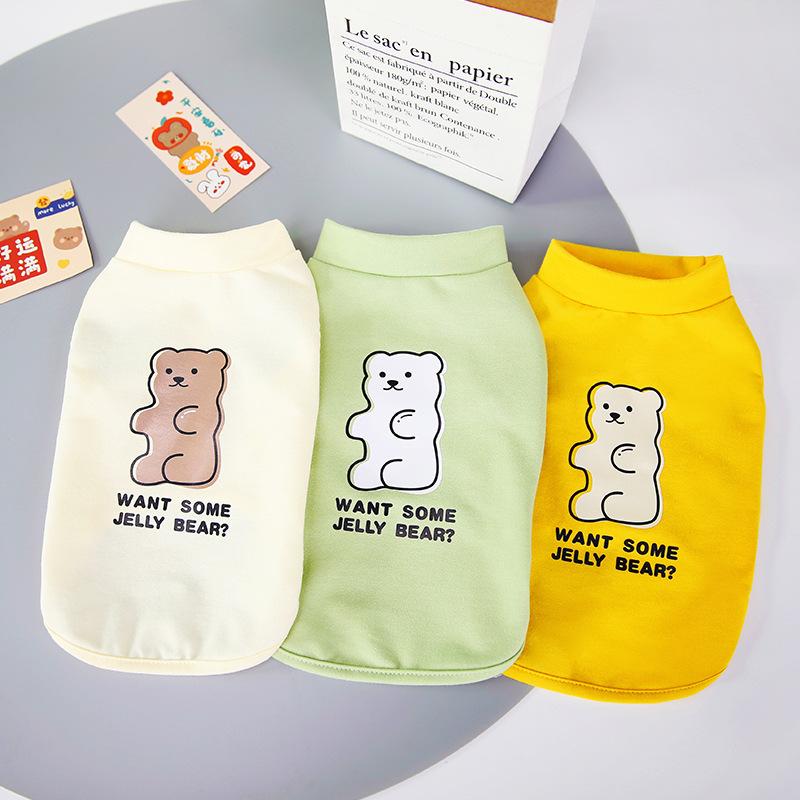 Новая одежда для домашних животных Одежда для собак Жилет с желеобразным медведем Милая мультяшная одежда для двуногих шнауцеров с короткими рукавами Дешевая одежда Костюмы для собак