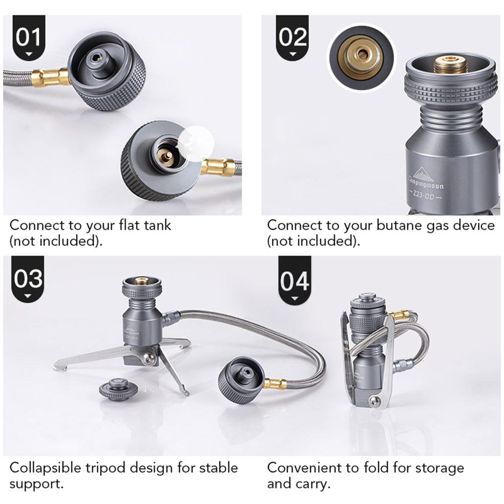 Tripod Butane Canister Adapter Collapsible Gas Stove Connector Gas Lamp Tank Stand Connector Long