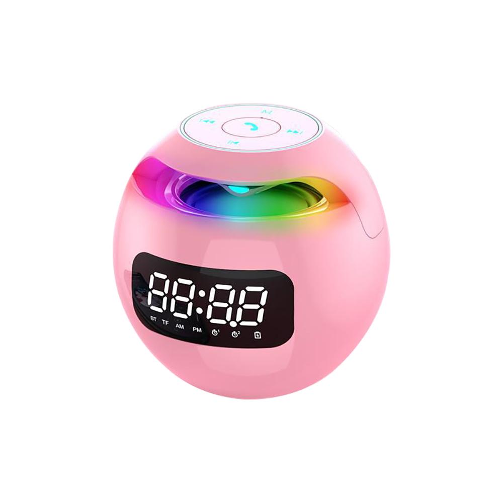 New Clock Colorful Night Lights Bluetooth Speaker Mini Portable Home Bluetooth Speaker With LED Display TF Card MP3 USB Charging