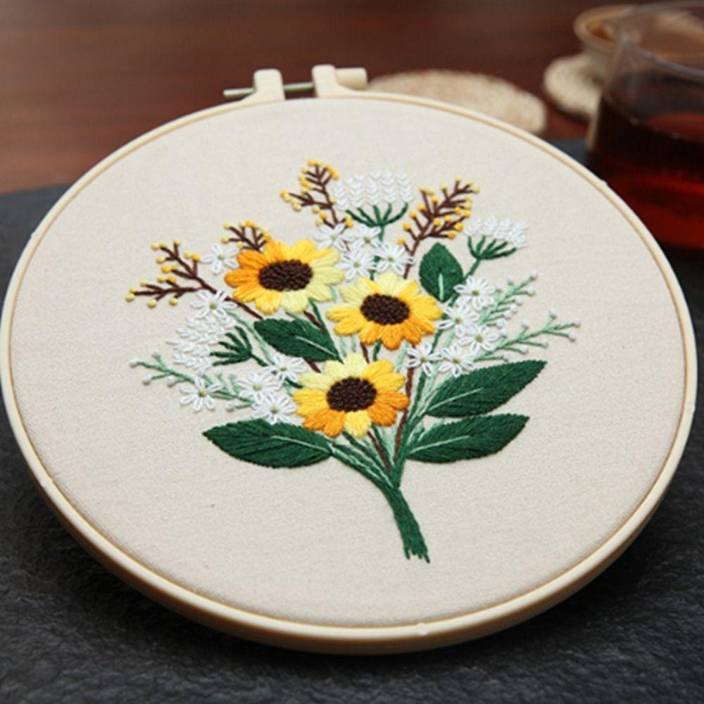 DIY Flower Embroidery Kit Floral Patterns Embroidery Set Home Decor Cross Stitch Set Adults