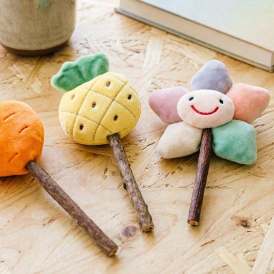 Натуральная палочка для кошек из серебристой лозы, игрушка для котят при прорезывании зубов, плюшевая игрушка в форме фрукта с кошачьей мятой для снятия тревожности у домашних котят, для здоровья зубов