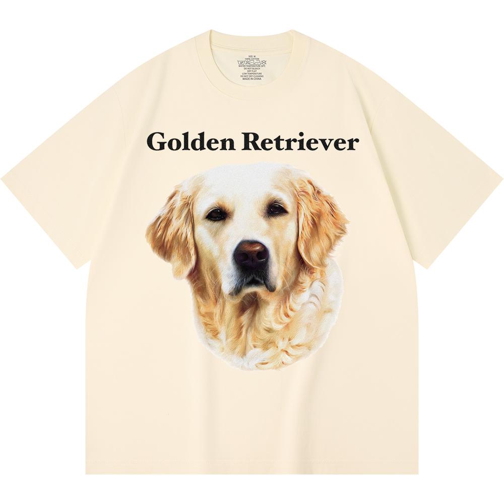 Футболка из 100% хлопка плотностью 230 г/м2 с принтом золотистого ретривера, забавная футболка из чесаного хлопка в стиле Харадзюку