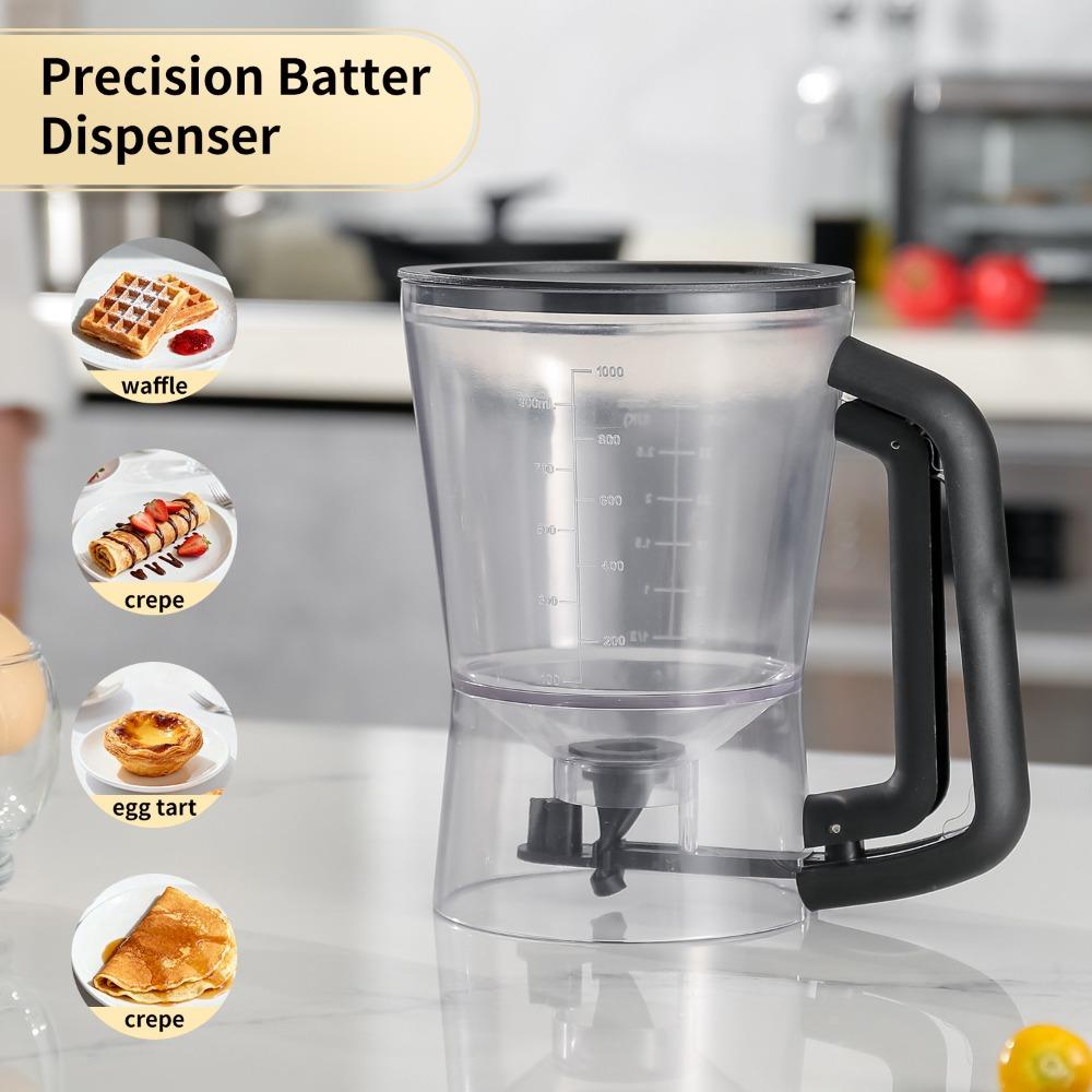 Ручной дозатор теста для блинов со шкалой, клапаном против капель, дозатор теста для кексов, точный контроль, большая вместимость